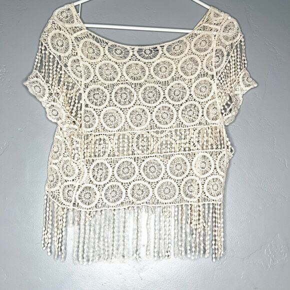 Cream Crochet Fringe Top – Boho Style - Picture 5 of 5